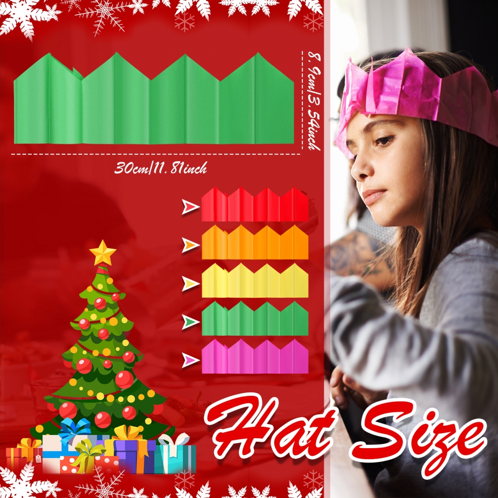 50 Pieces Christmas Crackers Hats Paper Crowns Multicolor Tissue Paper Cracker Hats DIY