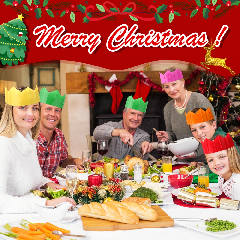 50 Pieces Christmas Crackers Hats Paper Crowns Multicolor Tissue Paper Cracker Hats DIY