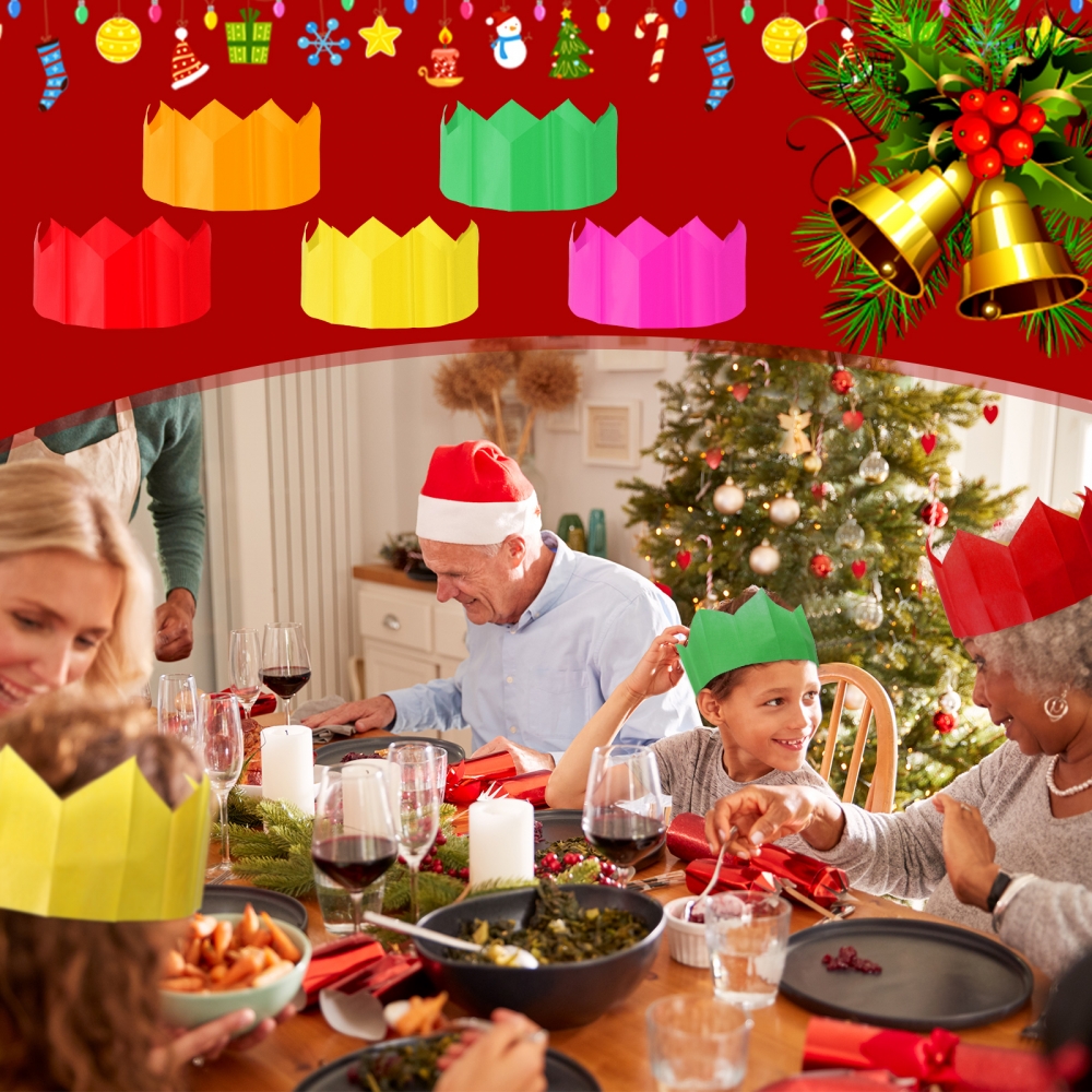 50 Pieces Christmas Crackers Hats Paper Crowns Multicolor Tissue Paper Cracker Hats DIY